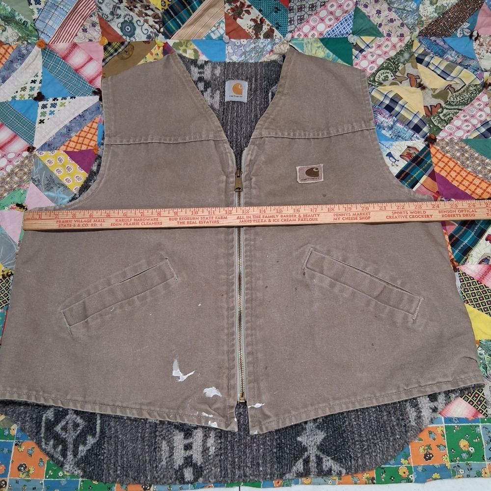Vintage Carhartt Canvas Vest Southwest Aztec Lined Size Large‎ Faded Brown - Picture 6 of 9